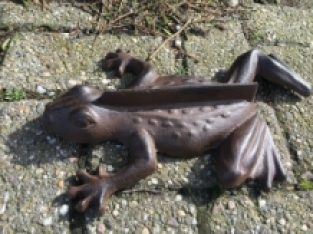 Shoe sole brush-scraper, cast iron frog